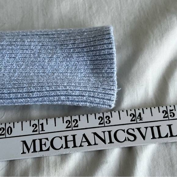 French Connection Violet Blue Textured Puffed Sleeve Knit Sweater - Picture 12 of 13